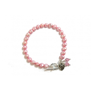 Pretty Pink Pearl Bracelet with Swarovski Crystals